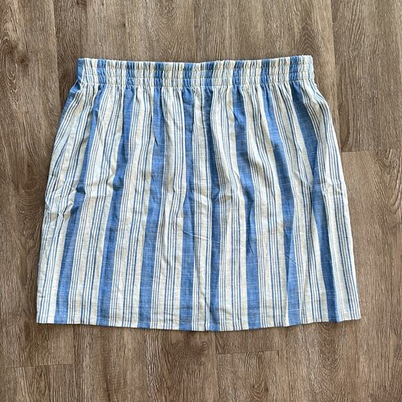 Torrid Mini Linen High Waisted Skirt Cream & Blue Striped Size 2 XXL - Picture 4 of 4